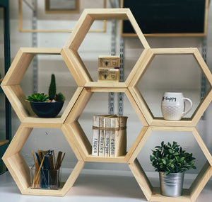  Full Measure Products Wooden Hexagon Shelves for Wall